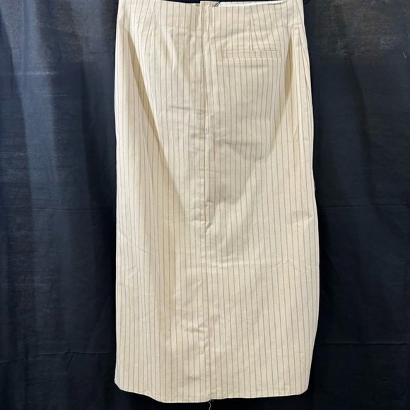 NWT ZARA Beige Vertical Striped Skirt with Single Pocket Double Side Slit Skirt - Picture 2 of 13